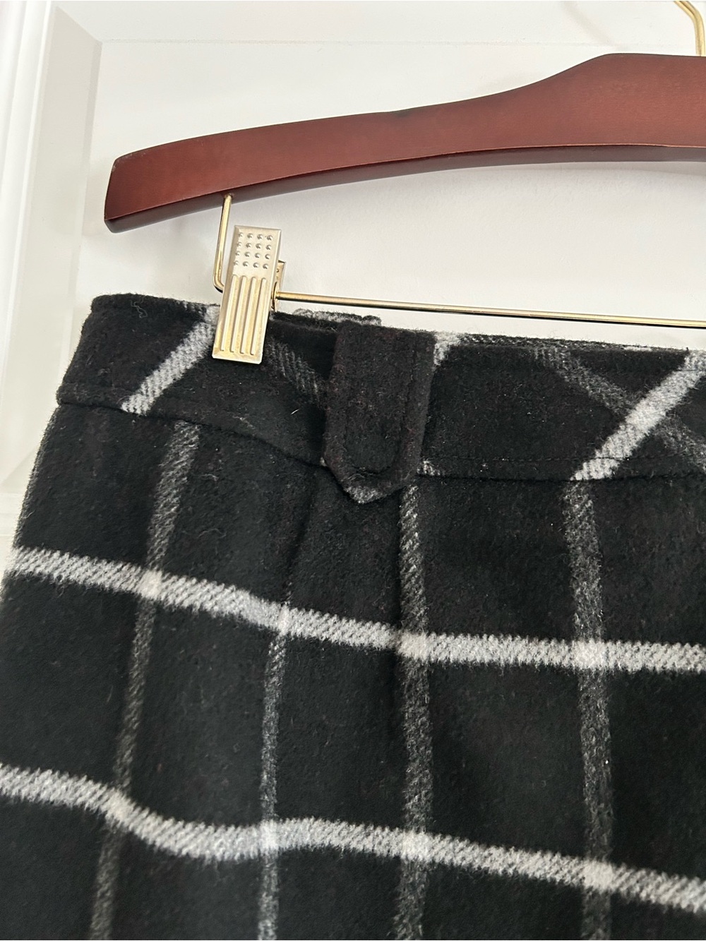 Talbots Plaid Wool Skirt Black White Size 18 - Picture 9 of 12